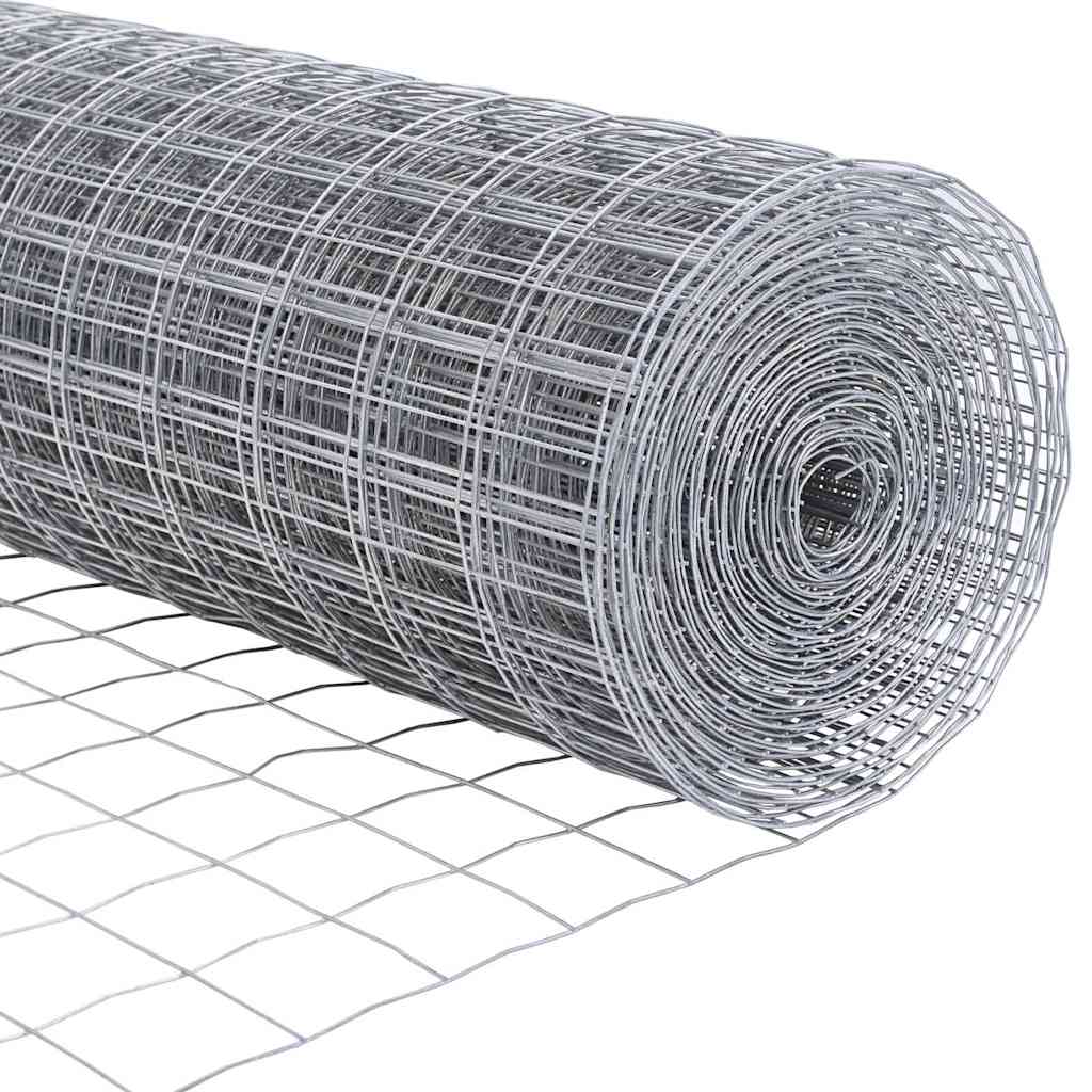 Ograda s postovima Srebrno 0,4 x 50 m Čelik