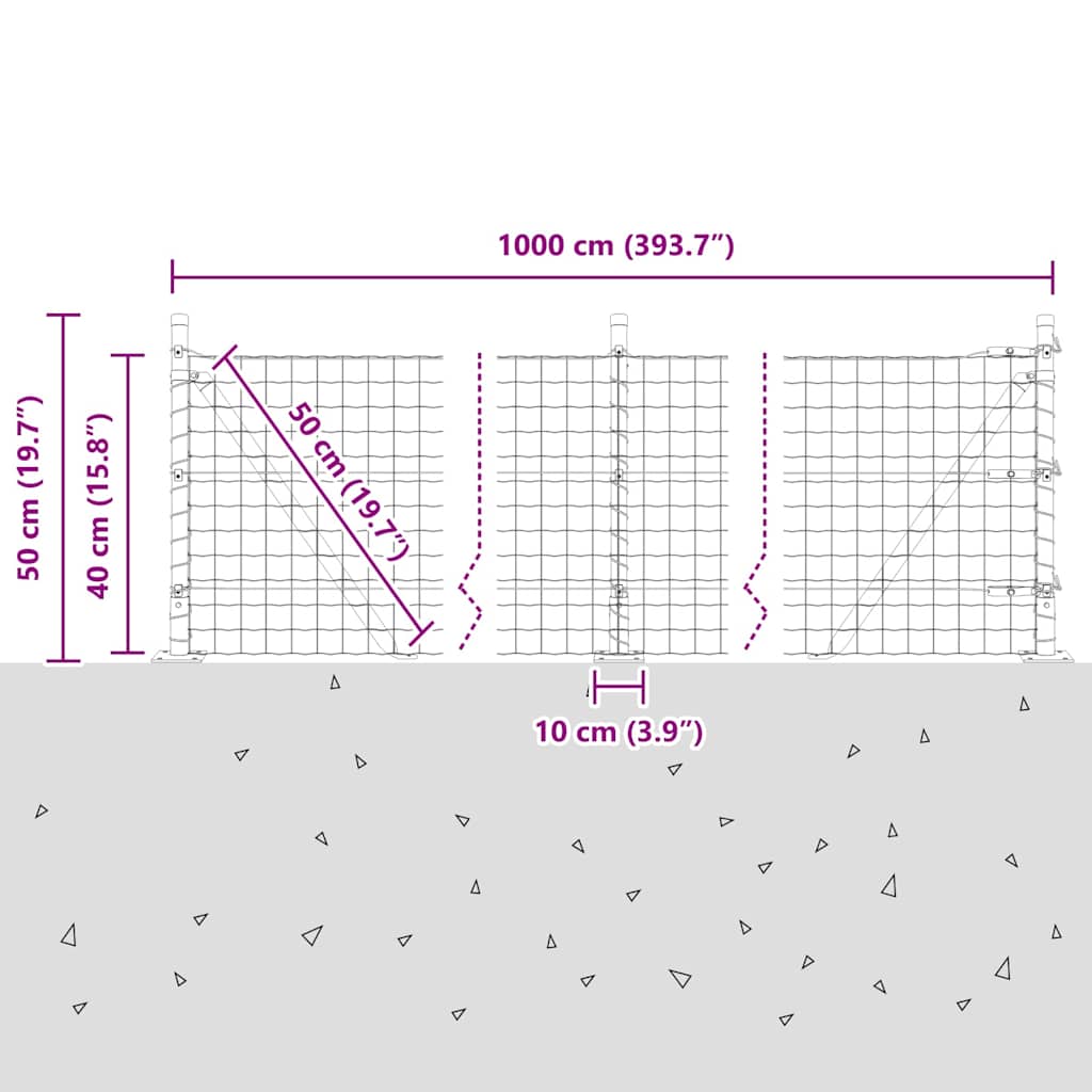Ograda s postovima Zelena 0,4 x 10 m Čelik i PVC