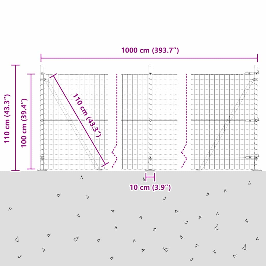 Ograda s postovima Zelena 1 x 10 m Čelik i PVC