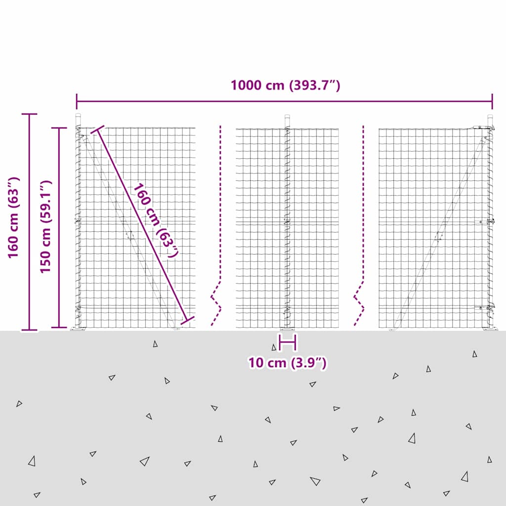 Zavareno žičano ogradno mreža s betonskom podlogom