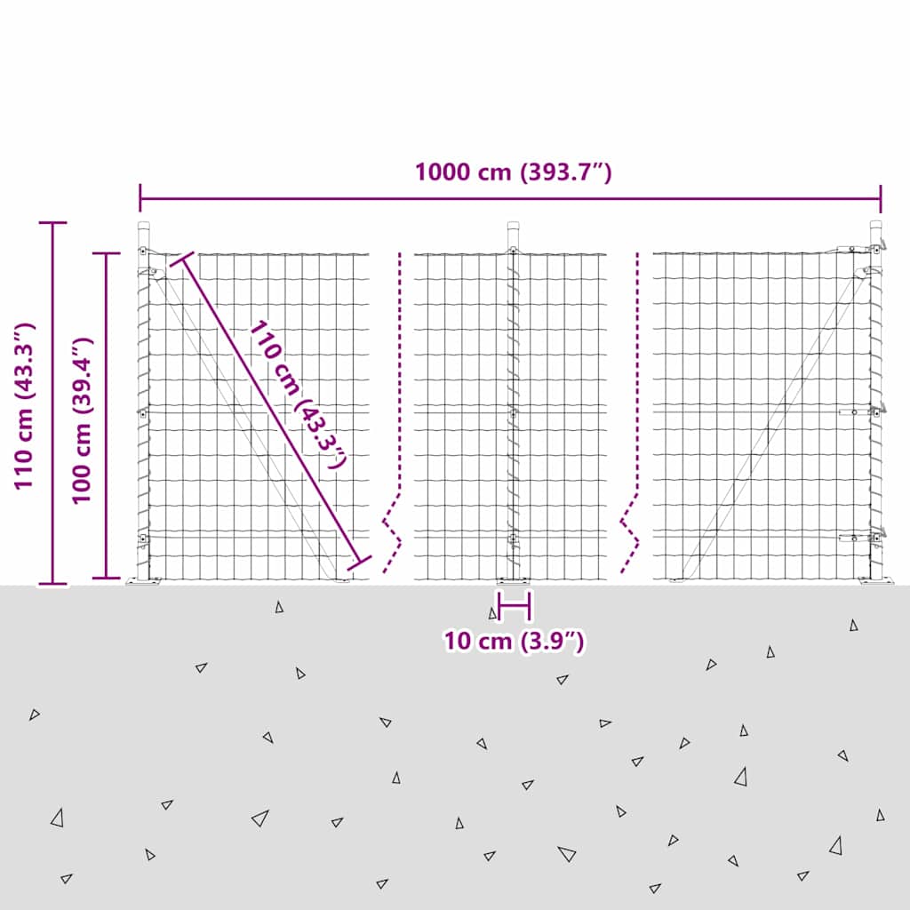 Zavareno žičano ogradno mreža s betonskom podlogom