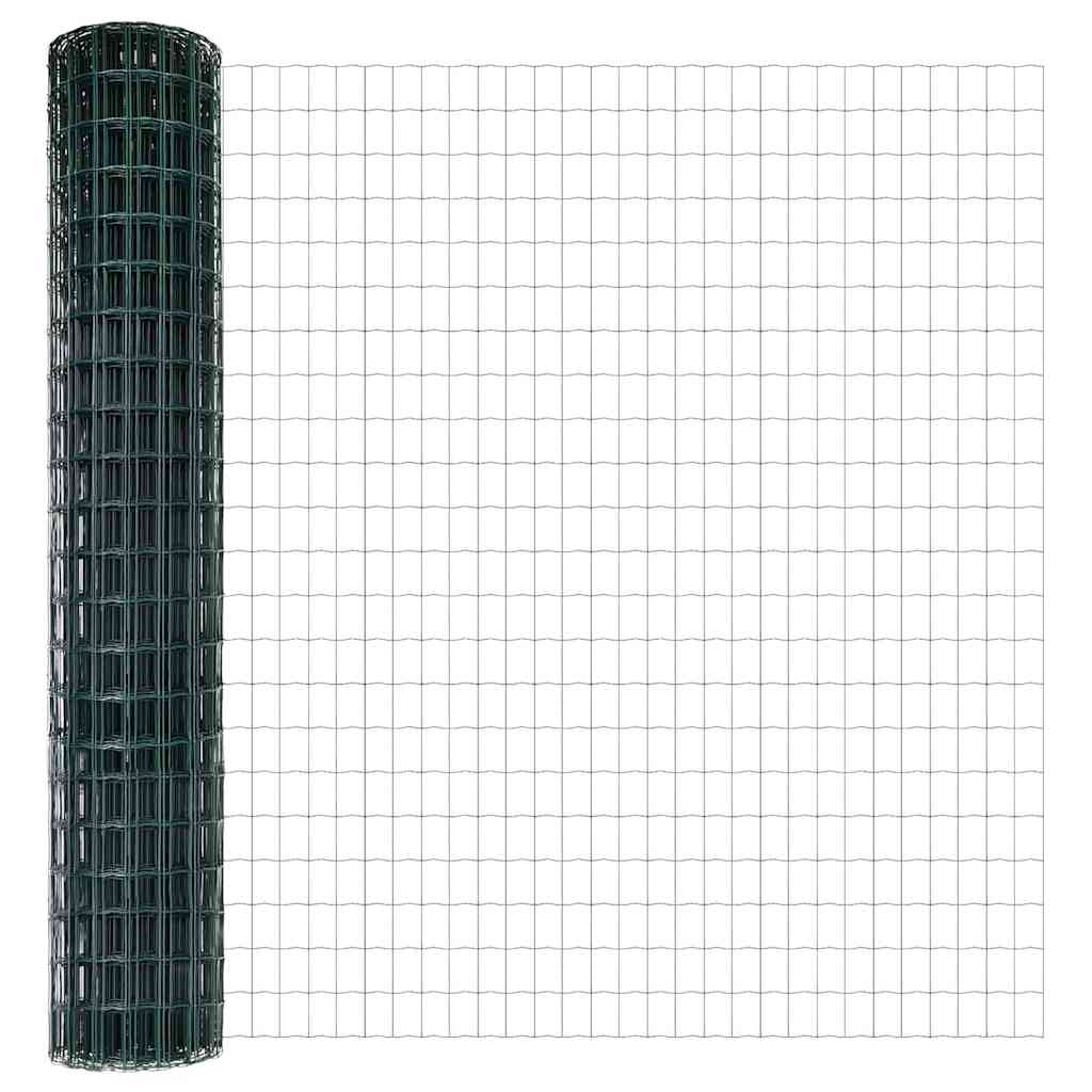 Ograda s postovima Zelena 1,4 x 10 m Čelik i PVC