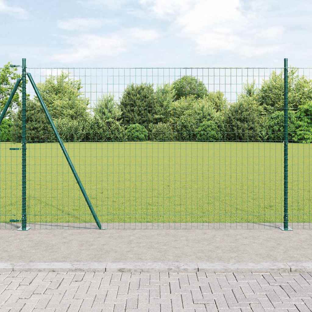 Ograda s postovima Zelena 1,6 x 10 m Čelik i PVC