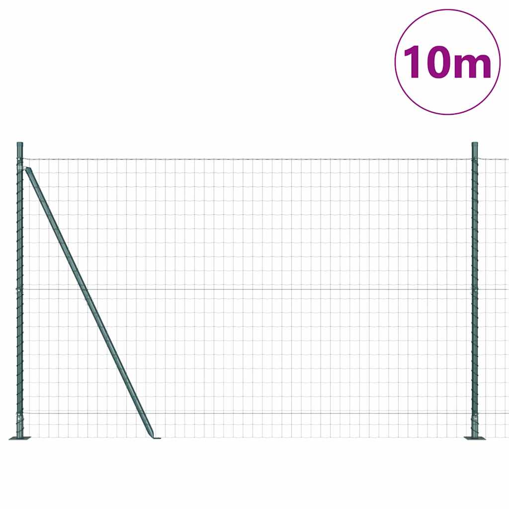 Ograda s postovima Zelena 1,6 x 10 m Čelik i PVC