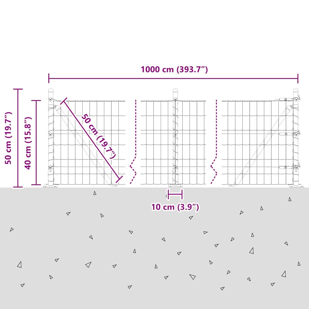 Ograda s postovima Zelena 0,4 x 10 m Čelik i PVC
