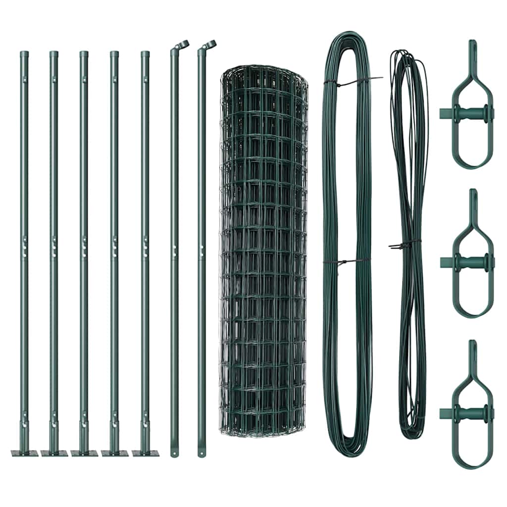 Ograda s postovima Zelena 0,8 x 10 m Čelik i PVC