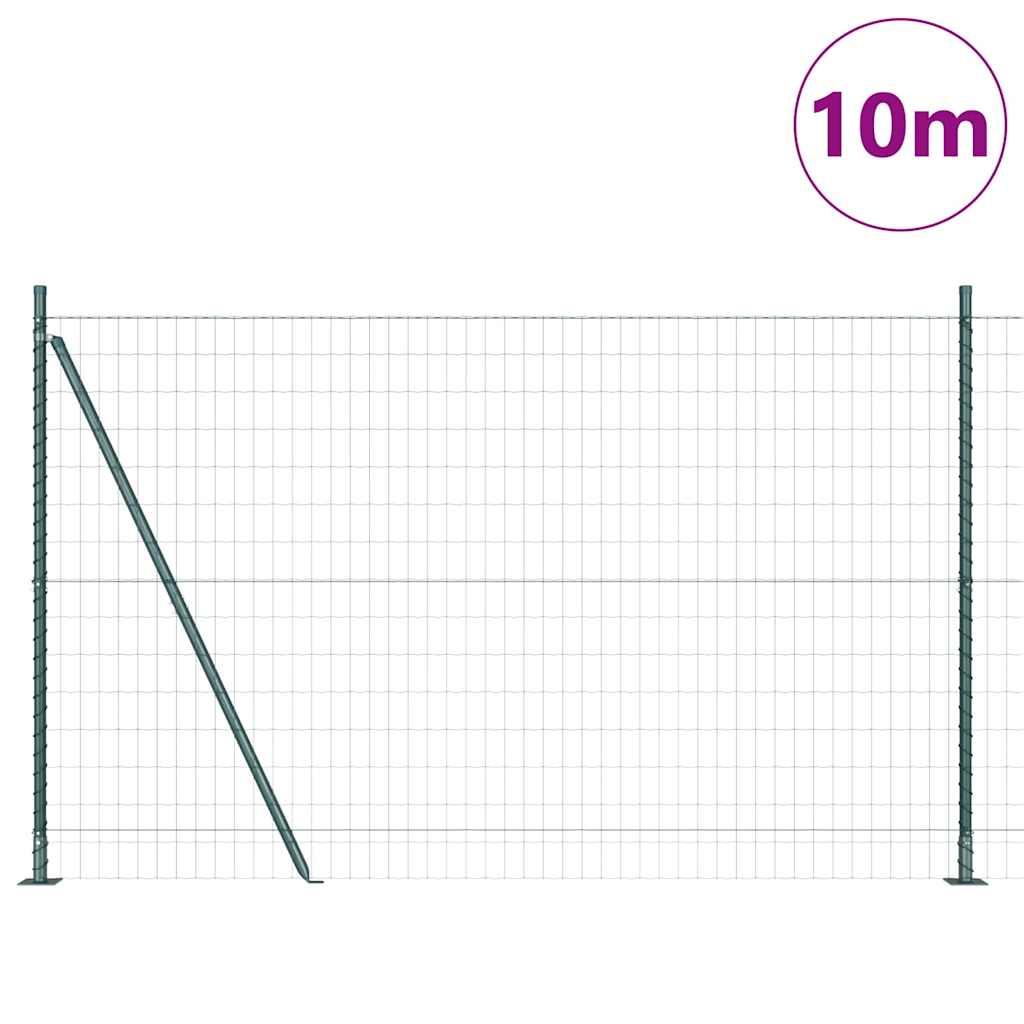 Ograda s postovima Zelena 1,5 x 10 m Čelik i PVC