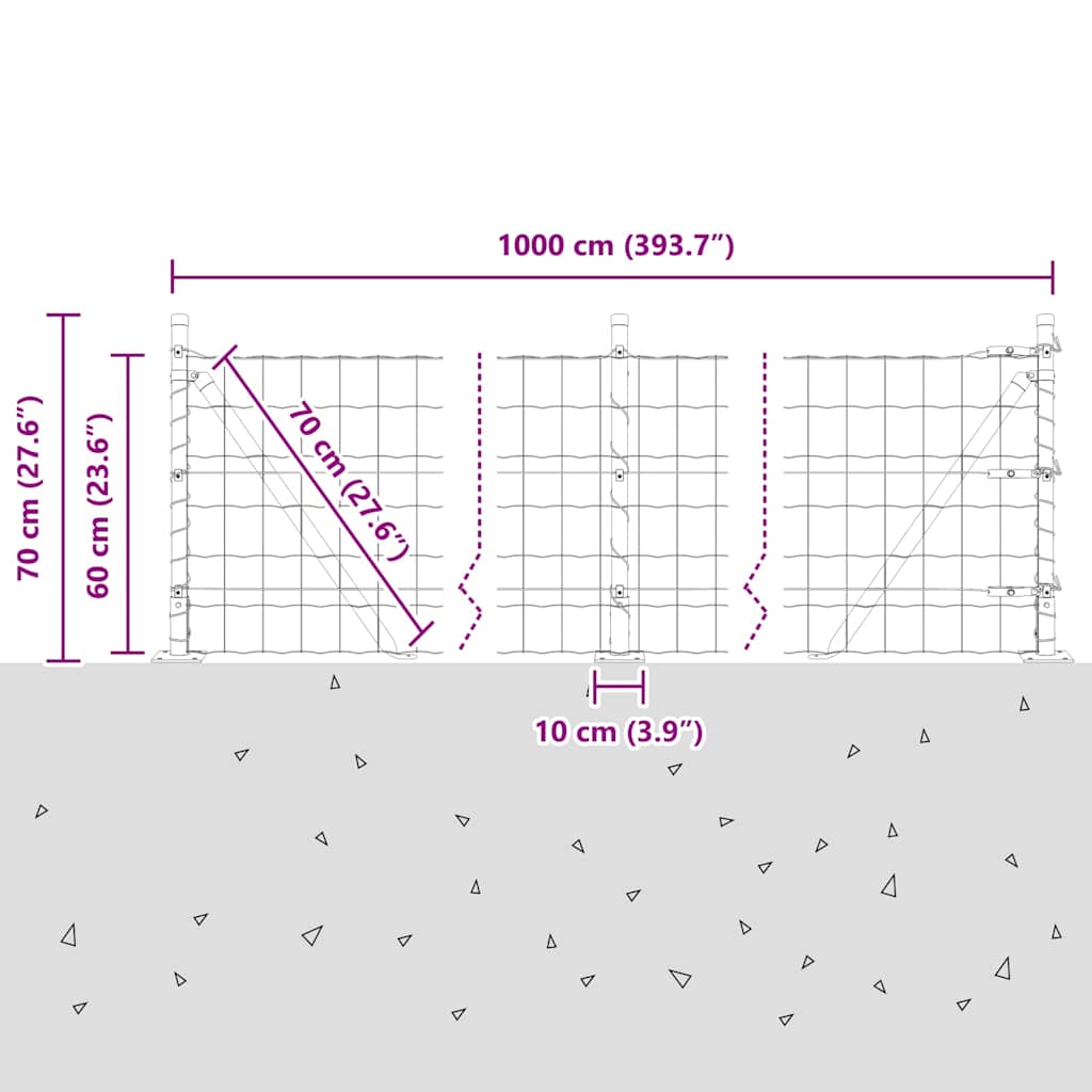 Ograda s postovima Zelena 0,6 x 10 m Čelik i PVC