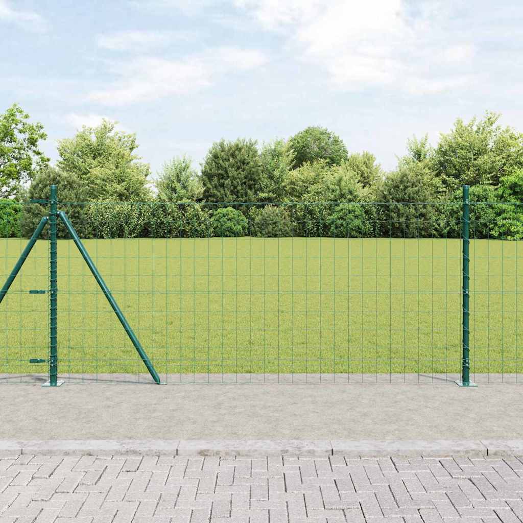 Ograda s postovima Zelena 1 x 10 m Čelik i PVC