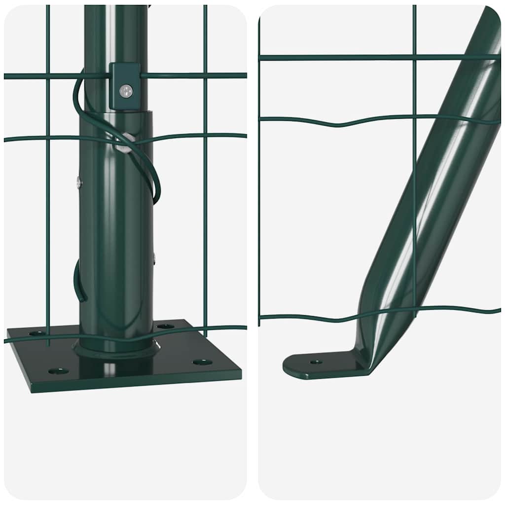 Ograda s postovima Zelena 1,6 x 10 m Čelik i PVC