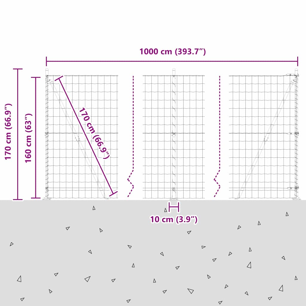 Ograda s postovima Zelena 1,6 x 10 m Čelik i PVC