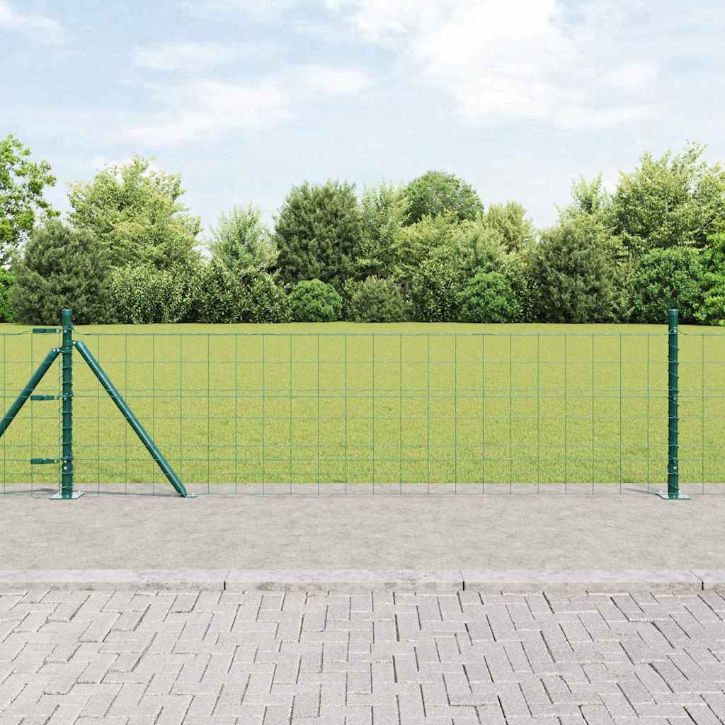 Ograda s postovima Zelena 0,6 x 10 m Čelik i PVC