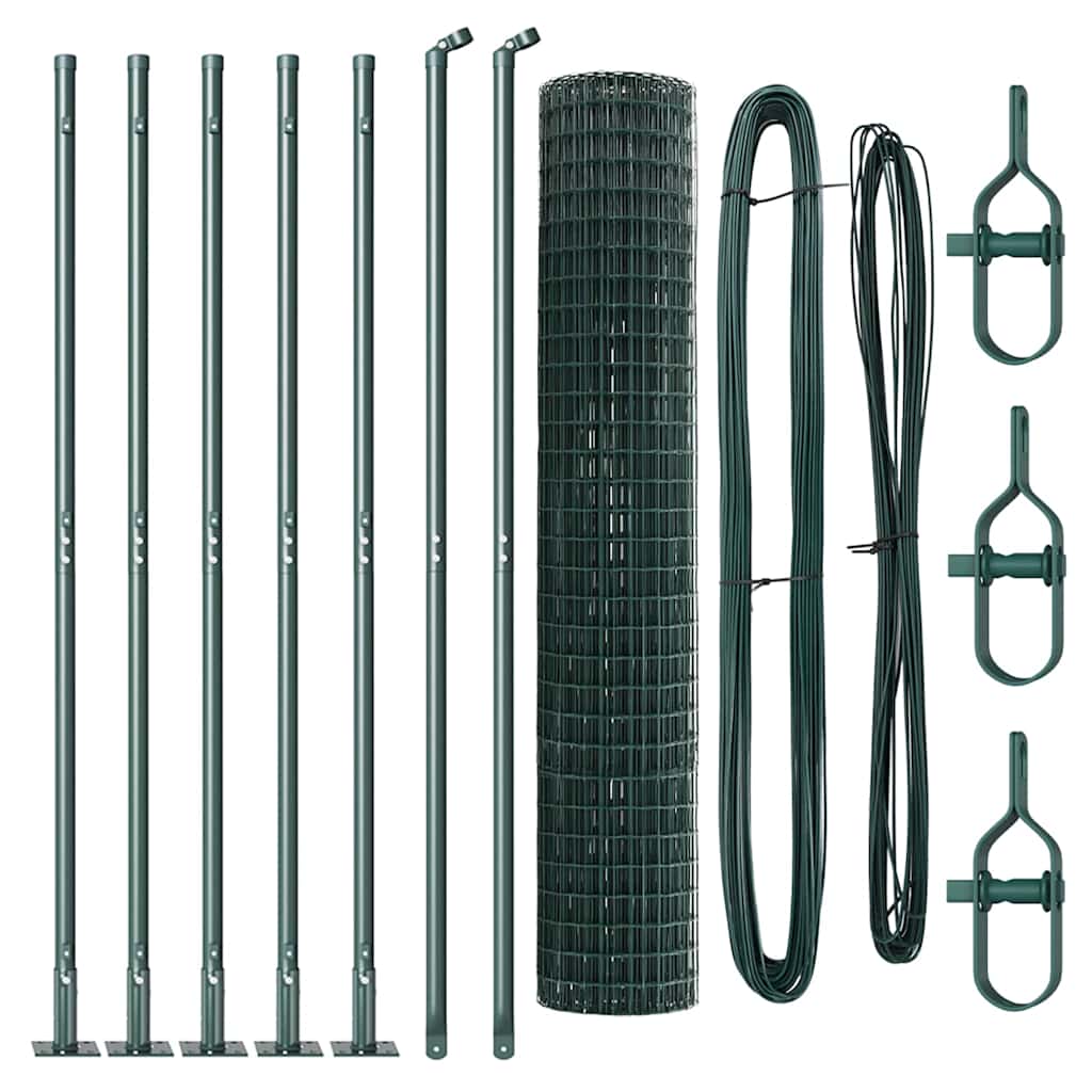 Ograda s postovima Zelena 1,4 x 10 m Čelik i PVC