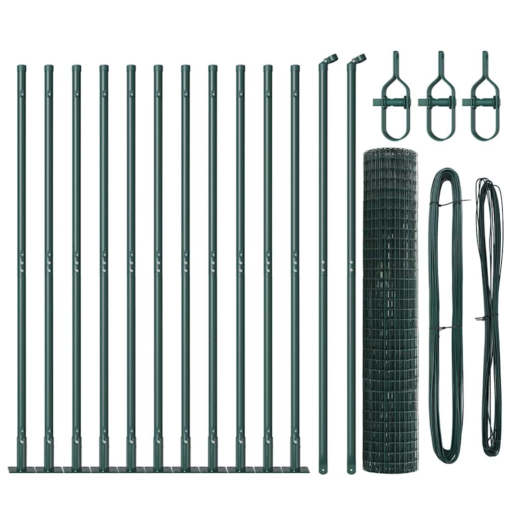 Ograda s postovima Zelena 1,2 x 25 m Čelik i PVC