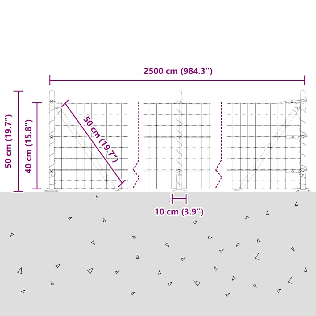 Ograda s postovima Zelena 0,4 x 25 m Čelik i PVC