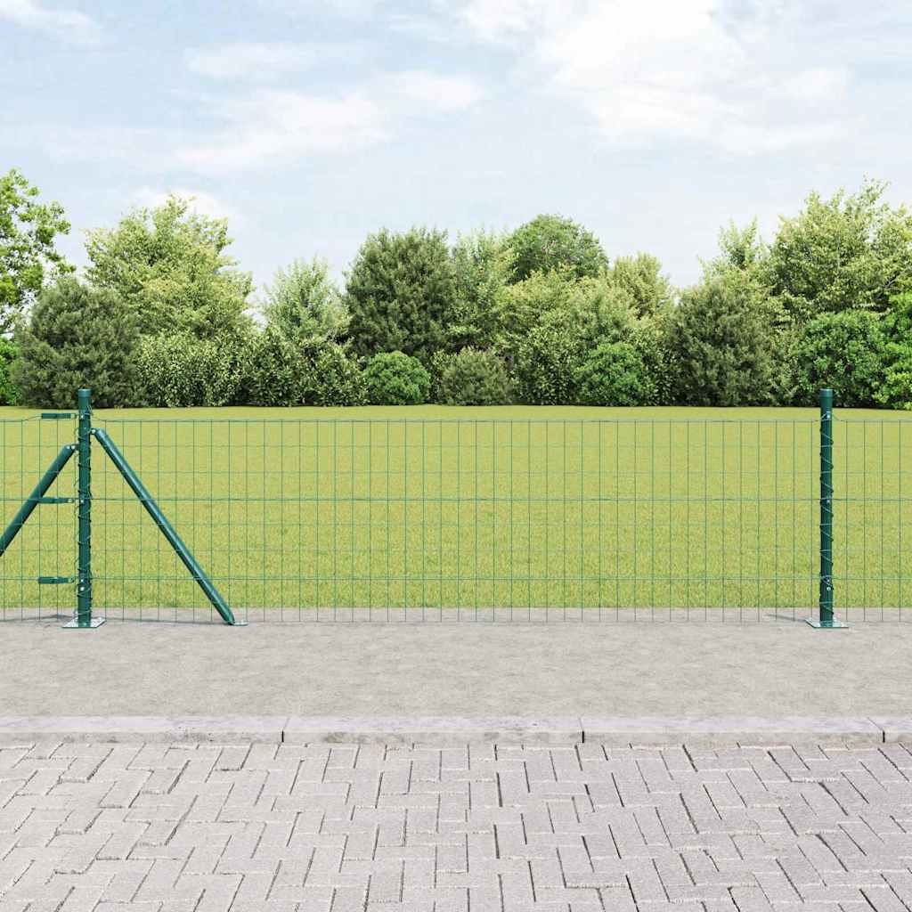 Ograda s postovima Zelena 0,6 x 25 m Čelik i PVC