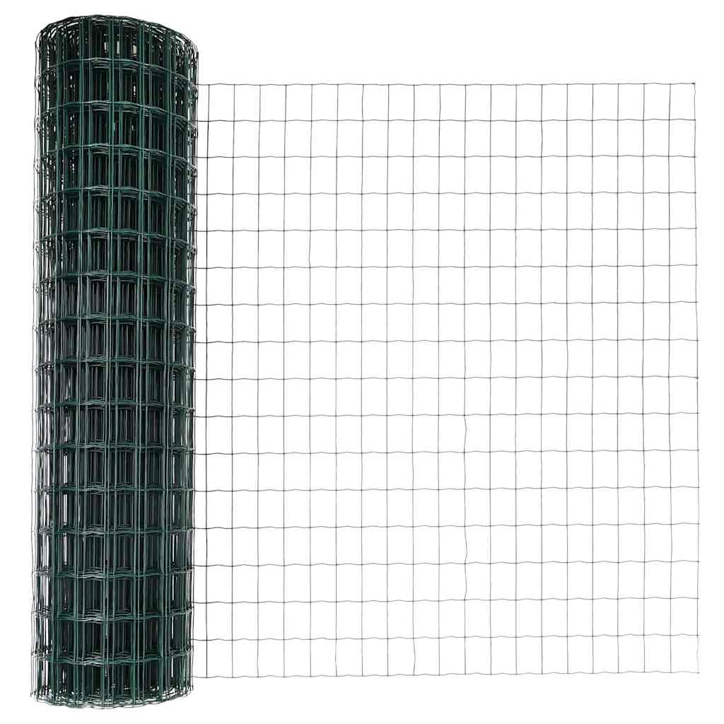 Ograda s postovima Zelena 0,8 x 25 m Čelik i PVC