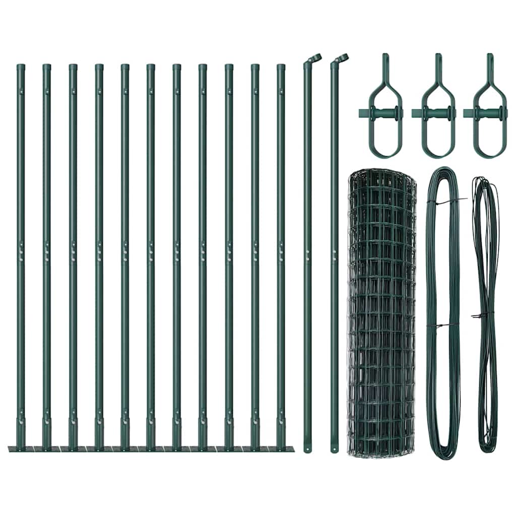 Ograda s postovima Zelena 0,8 x 25 m Čelik i PVC