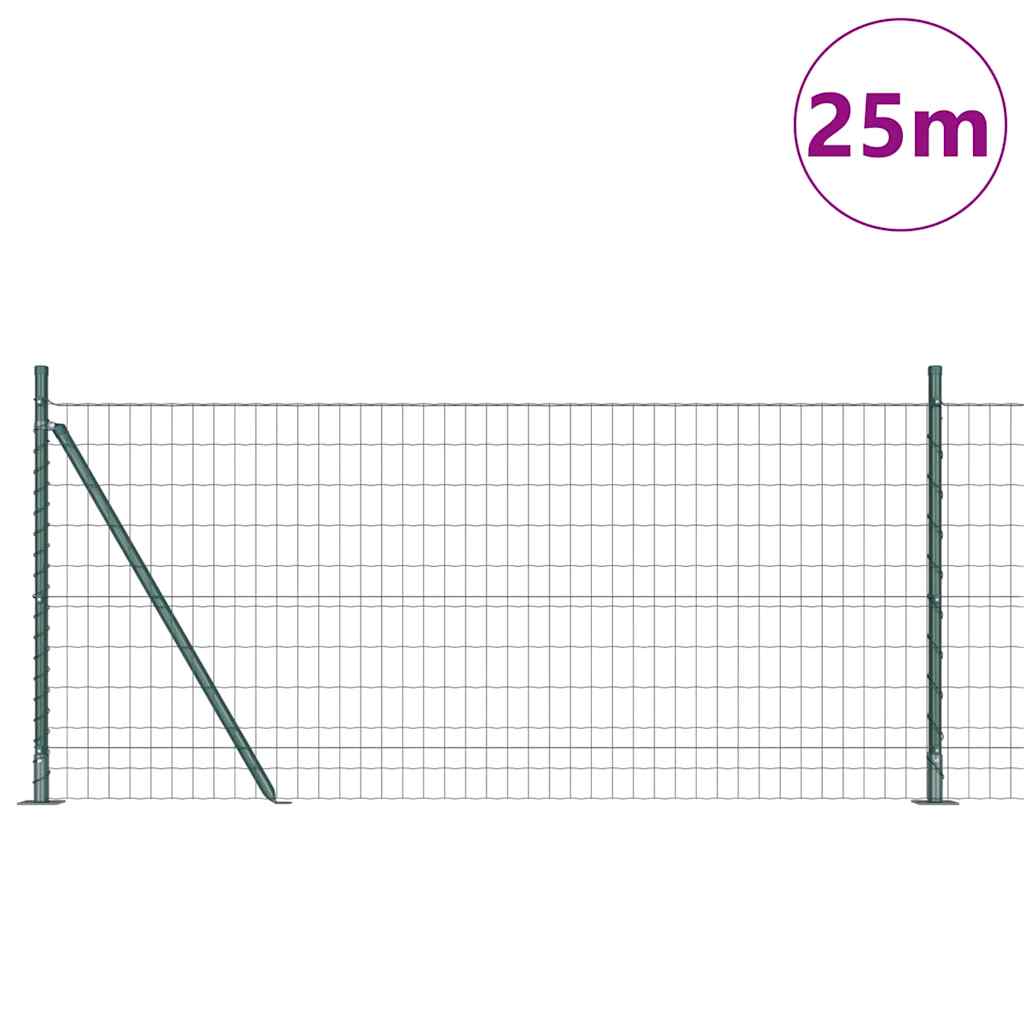 Ograda s postovima Zelena 1 x 25 m Čelik i PVC