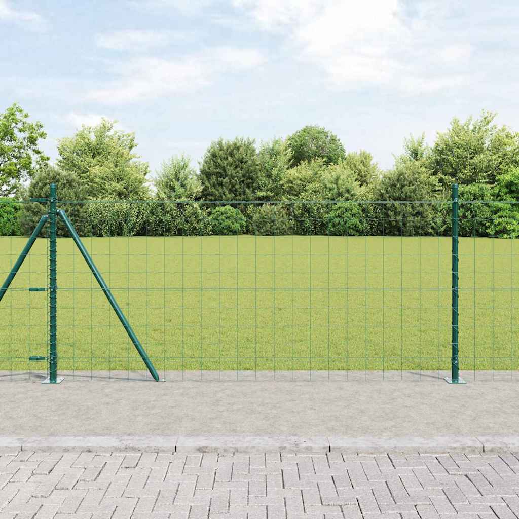 Ograda s postovima Zelena 1 x 25 m Čelik