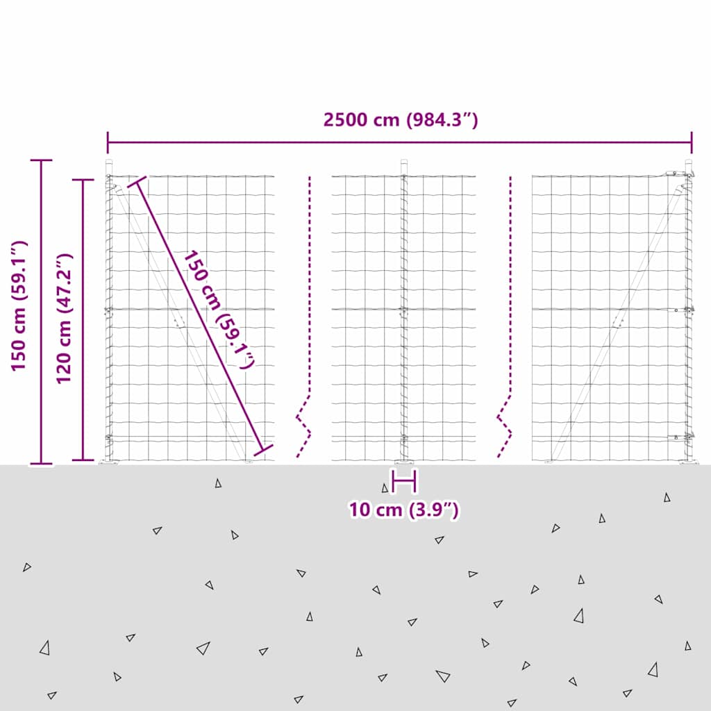 Ograda s postovima Zelena 1,2 x 25 m Čelik