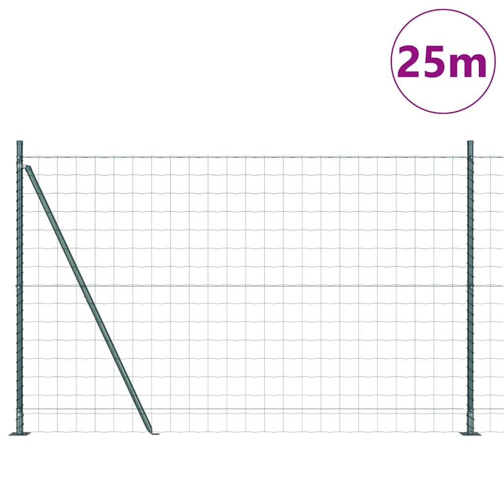 Ograda s postovima Zelena 1,2 x 25 m Čelik