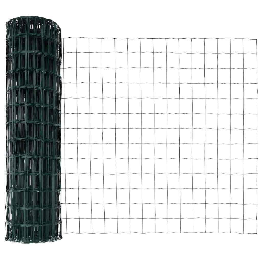 Ograda s postovima Zelena 1 x 25 m Čelik