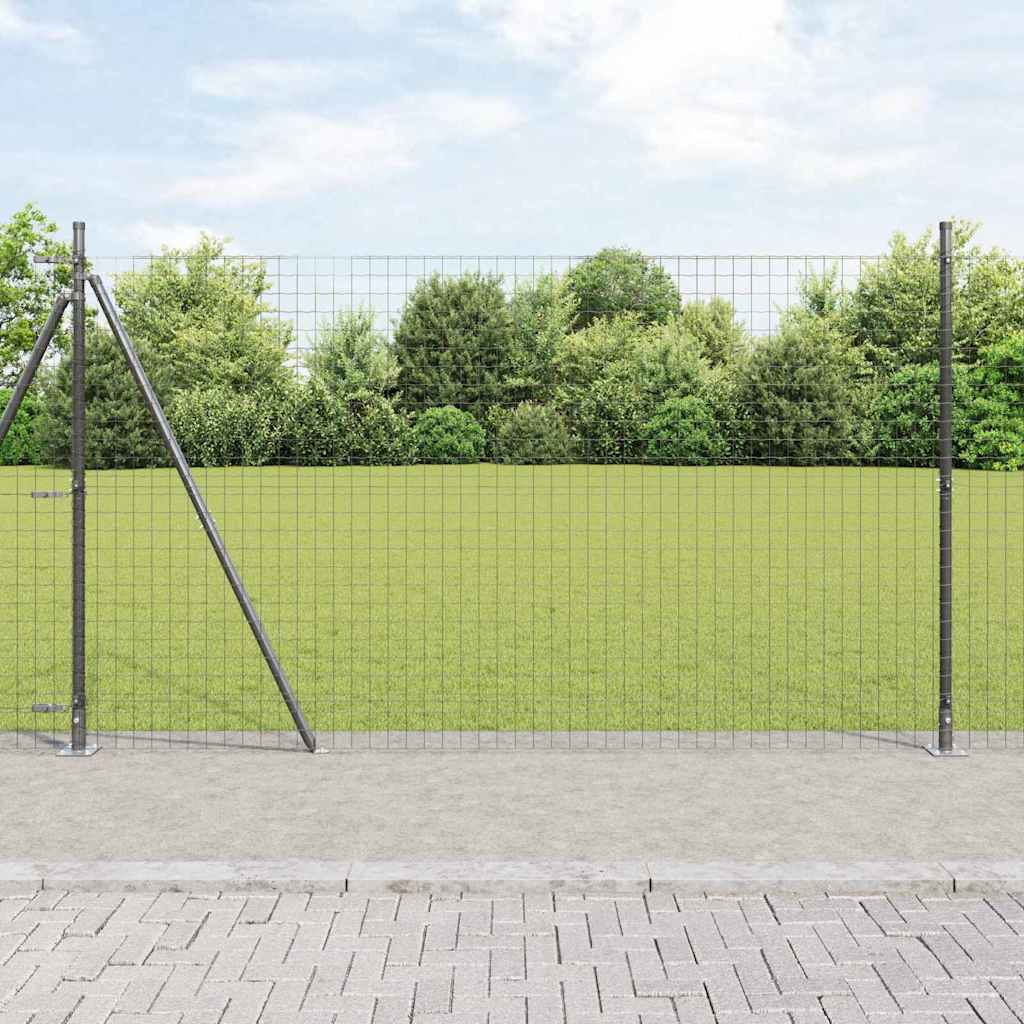 Ograda s postovima Siva 1,6 x 10 m Čelik i PVC