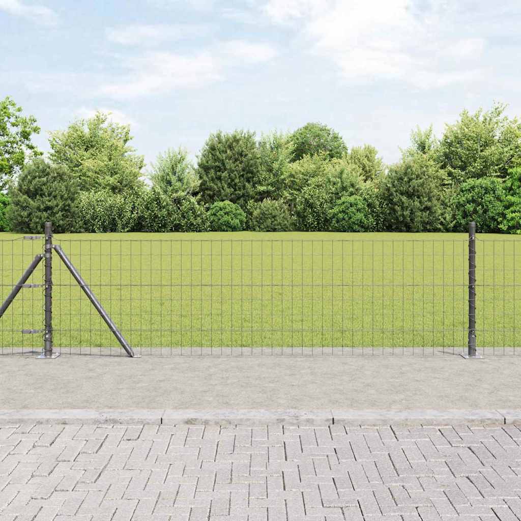 Ograda s postovima Siva 0,4 x 10 m Čelik i PVC