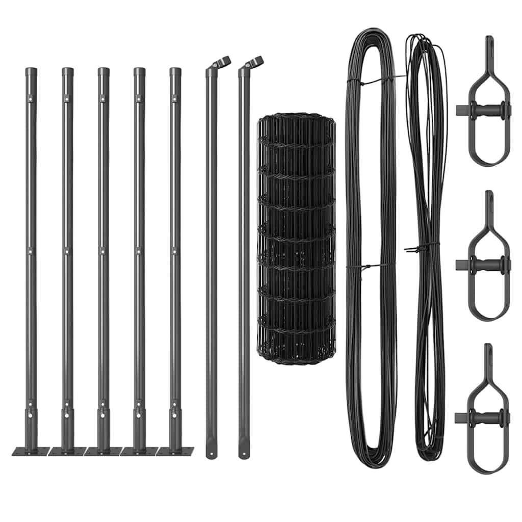 Ograda s postovima Siva 0,4 x 10 m Čelik i PVC
