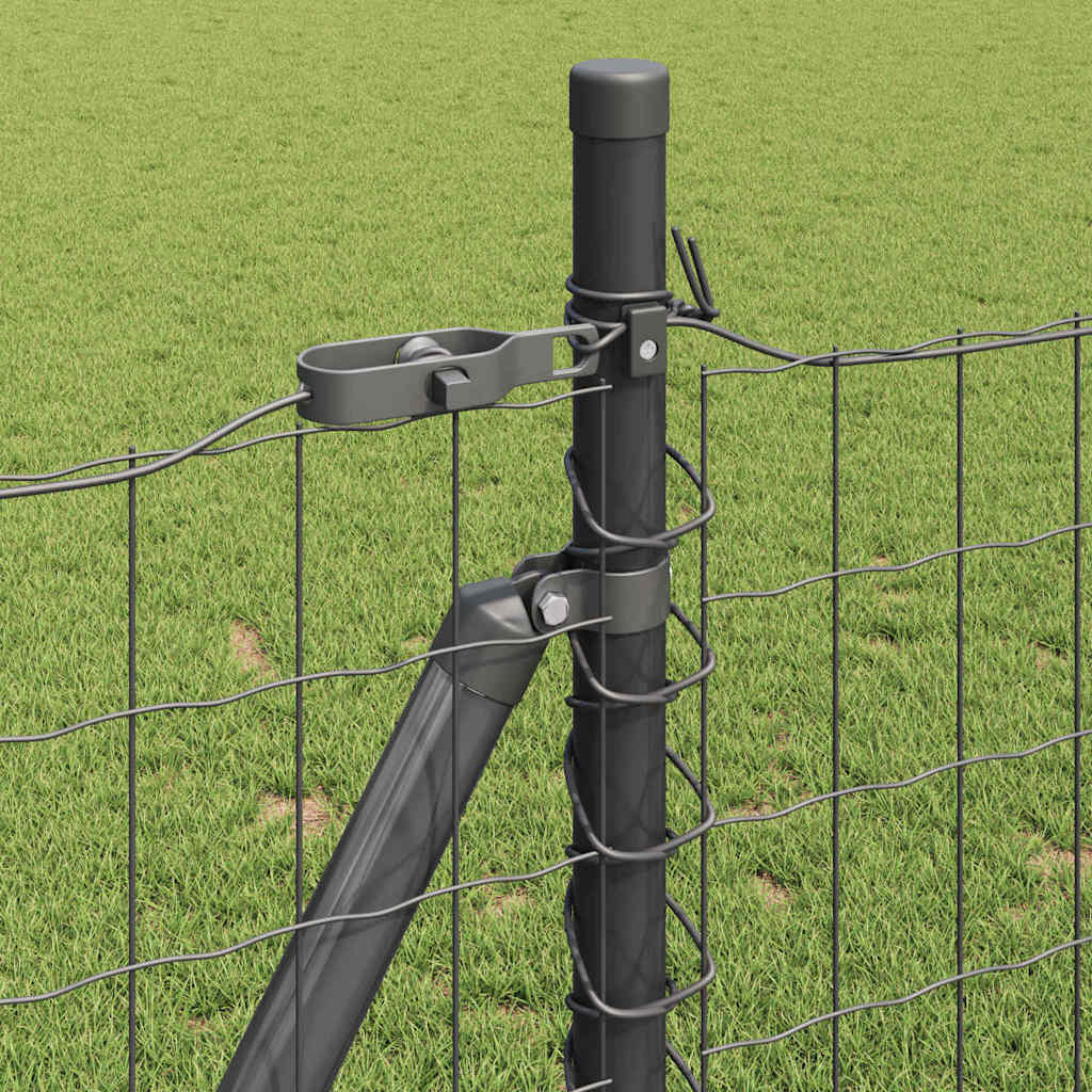 Ograda s postovima Siva 0,8 x 10 m Čelik i PVC