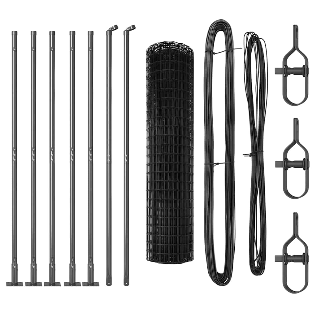 Ograda s postovima Siva 0,8 x 10 m Čelik i PVC