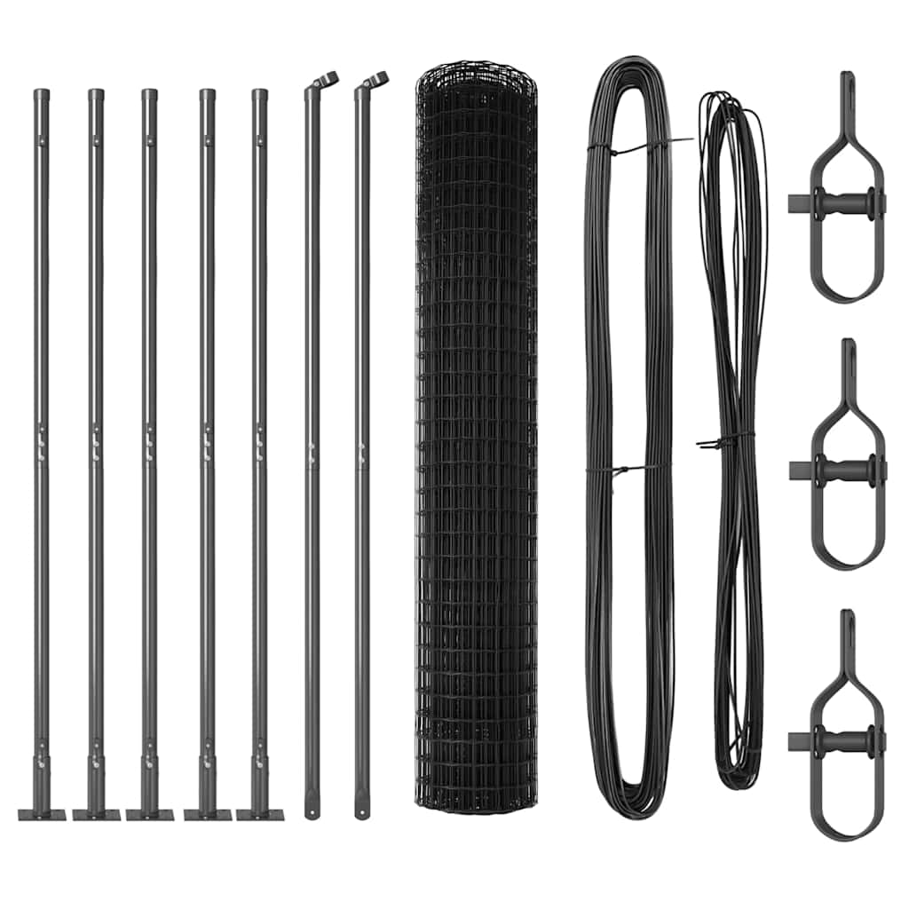 Ograda s postovima Siva 1,4 x 10 m Čelik i PVC