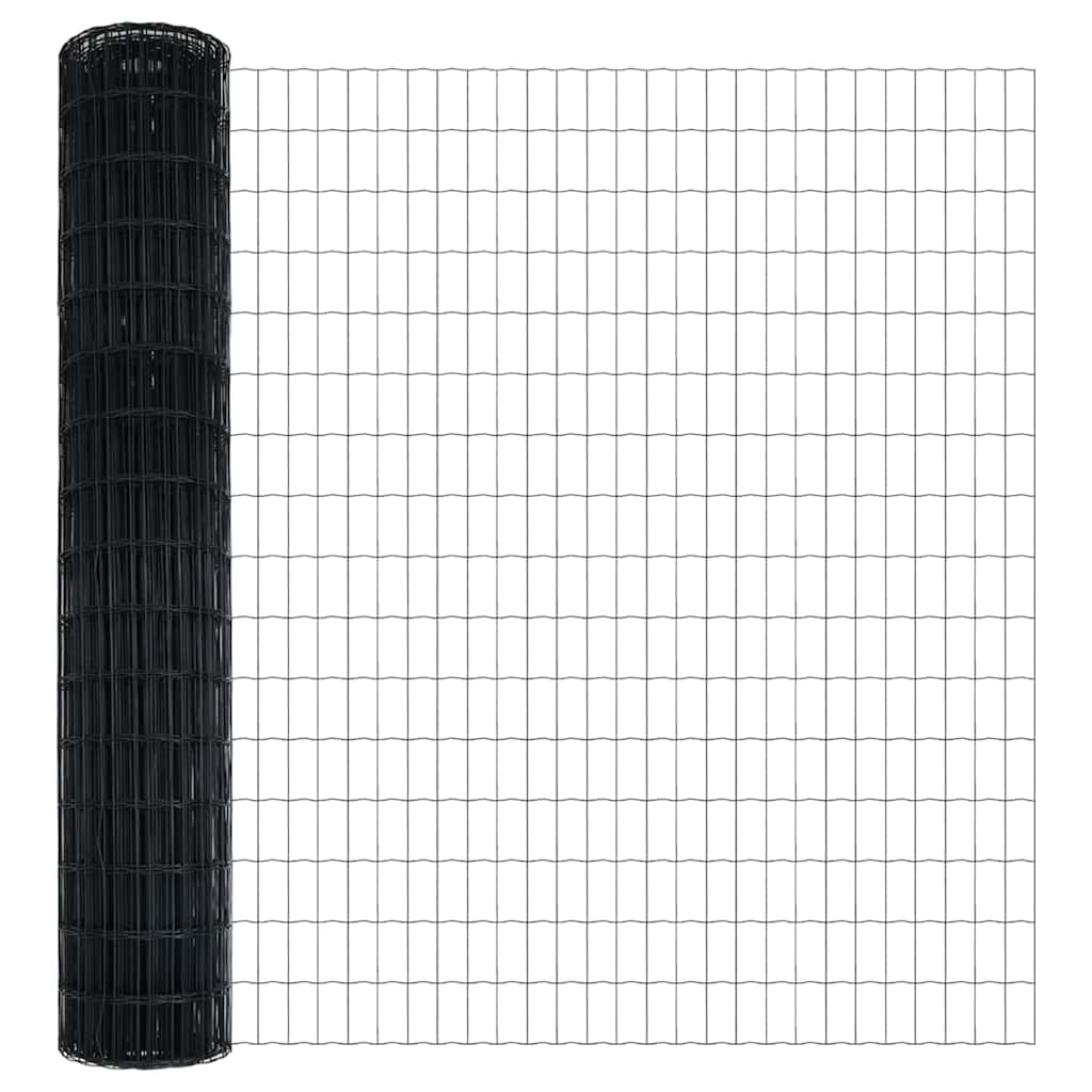 Ograda s postovima Siva 1,5 x 10 m Čelik i PVC