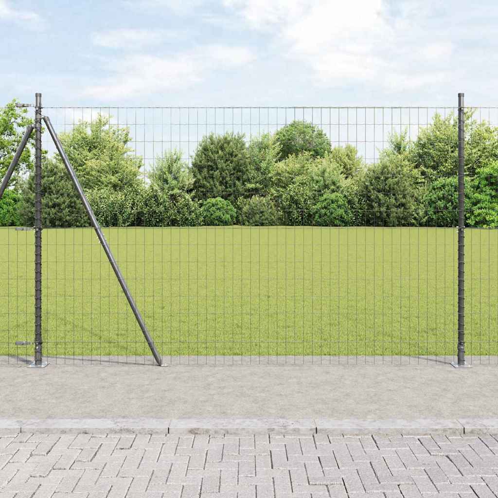 Ograda s postovima Siva 1,6 x 10 m Čelik i PVC