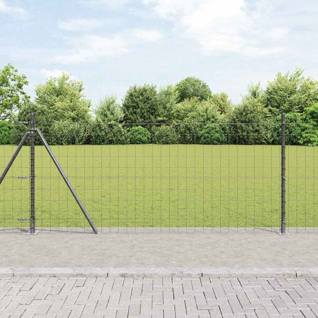 Ograda s postovima Siva 1 x 10 m Čelik i PVC
