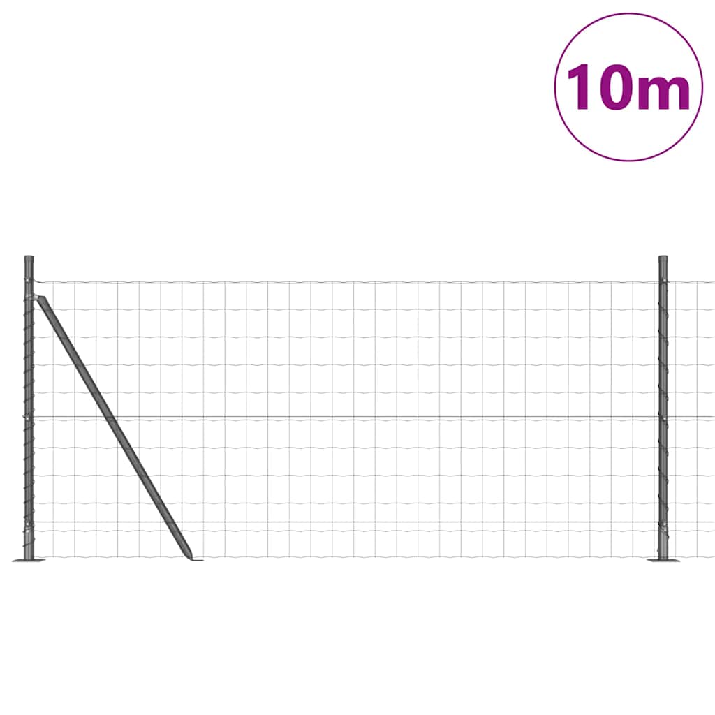 Ograda s postovima Siva 1 x 10 m Čelik i PVC