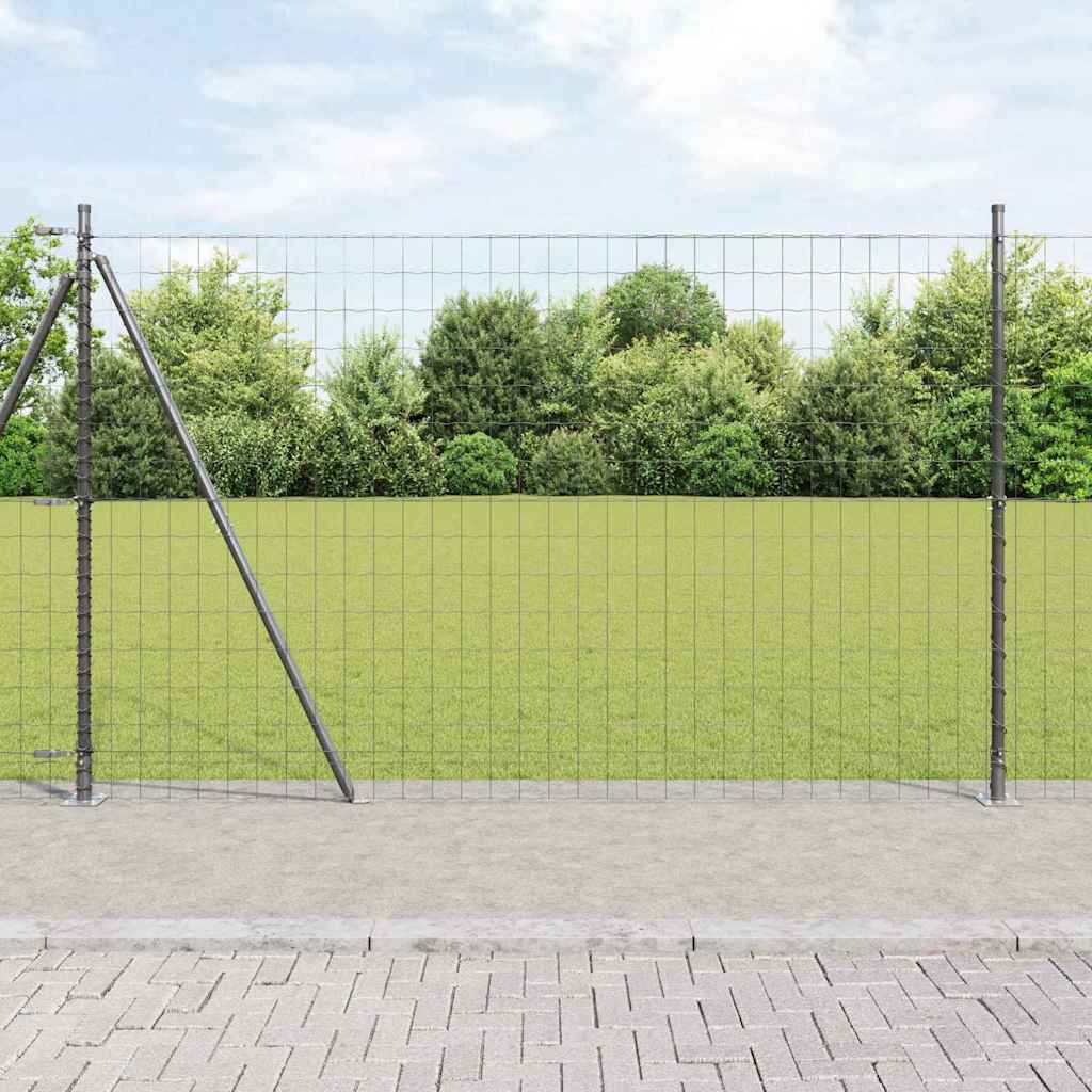 Ograda s postovima Siva 1,6 x 10 m Čelik i PVC