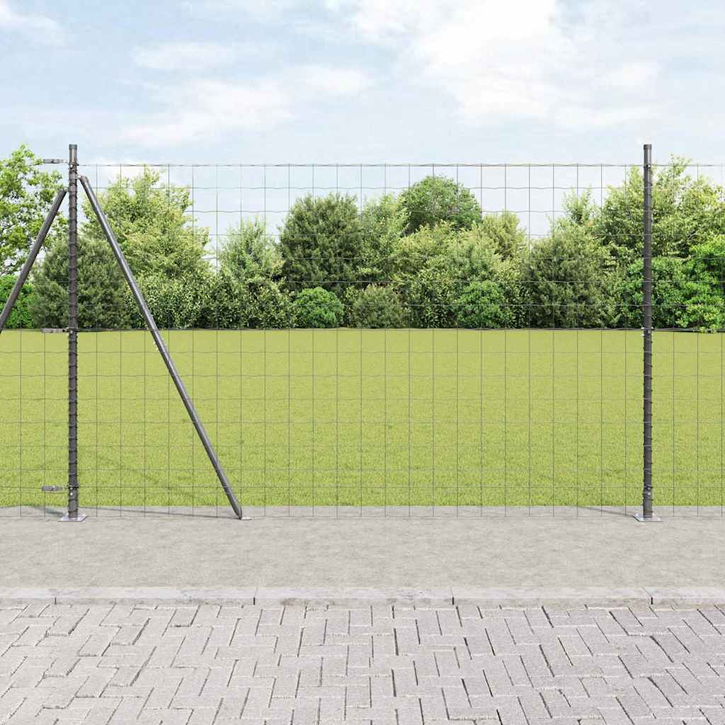 Ograda s postovima Siva 1,5 x 10 m Čelik