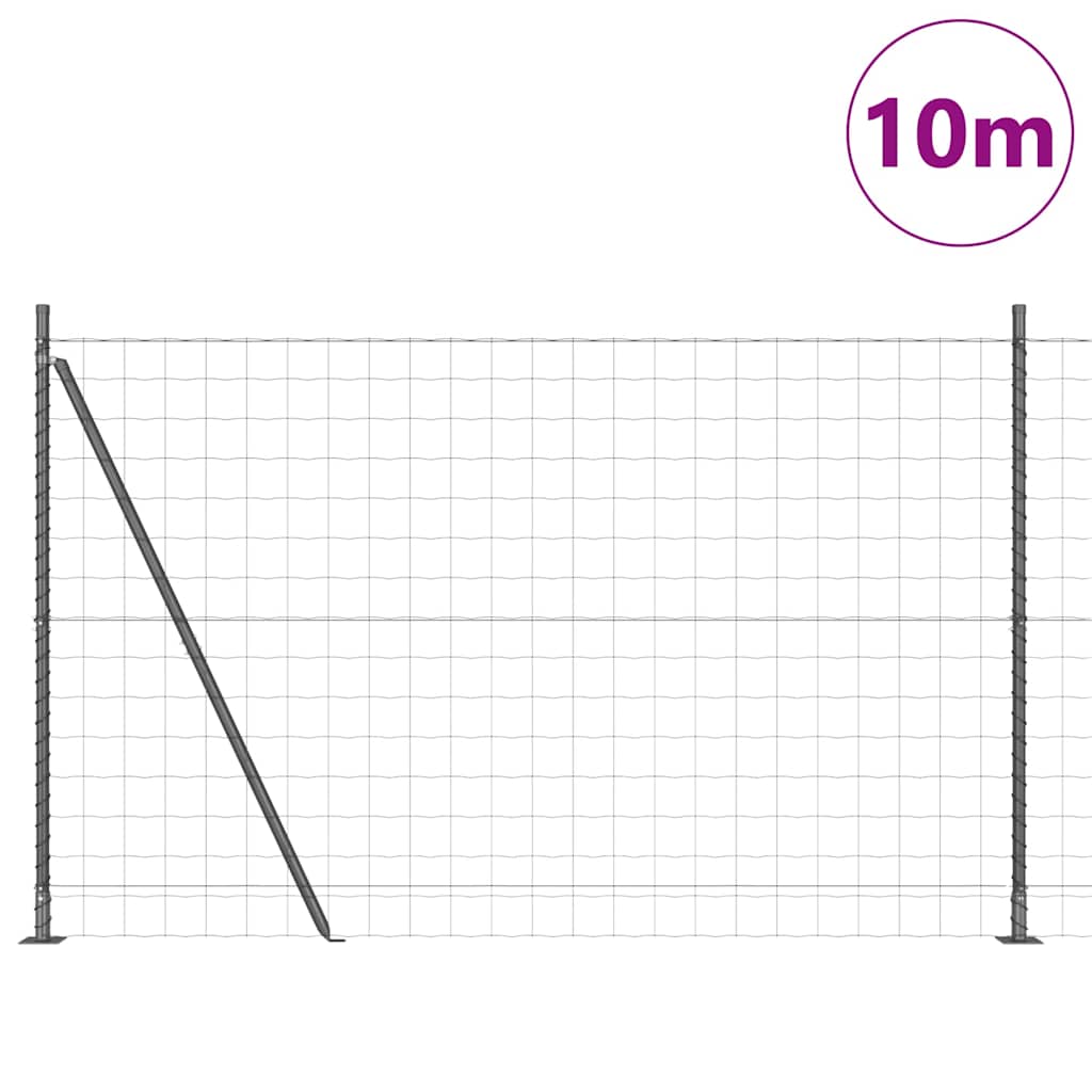 Ograda s postovima Siva 1,6 x 10 m Čelik i PVC