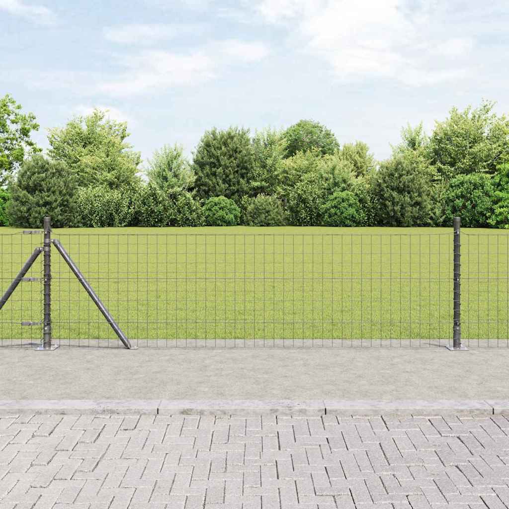 Ograda s postovima Siva 0,4 x 25 m Čelik i PVC