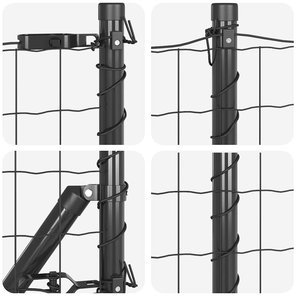 Ograda s postovima Siva 0,4 x 25 m Čelik i PVC