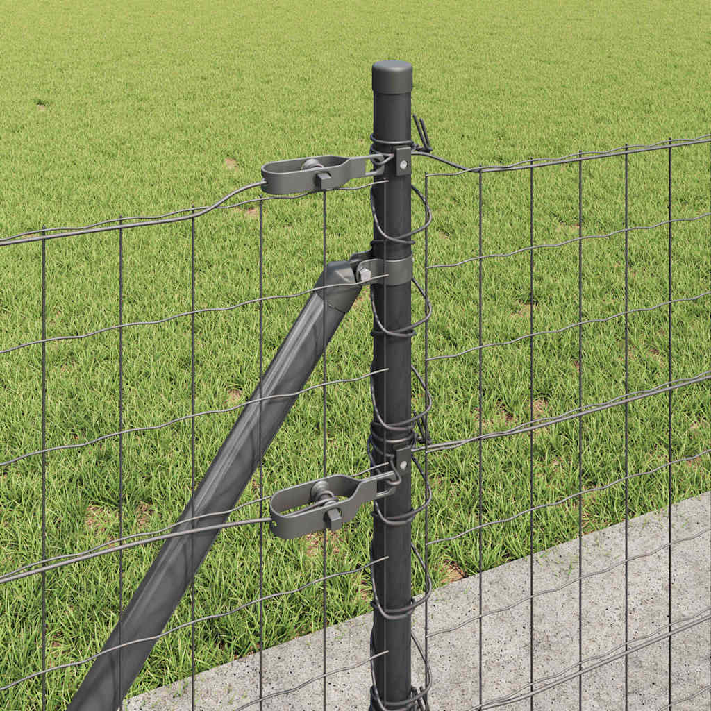 Ograda s postovima Siva 0,6 x 25 m Čelik i PVC