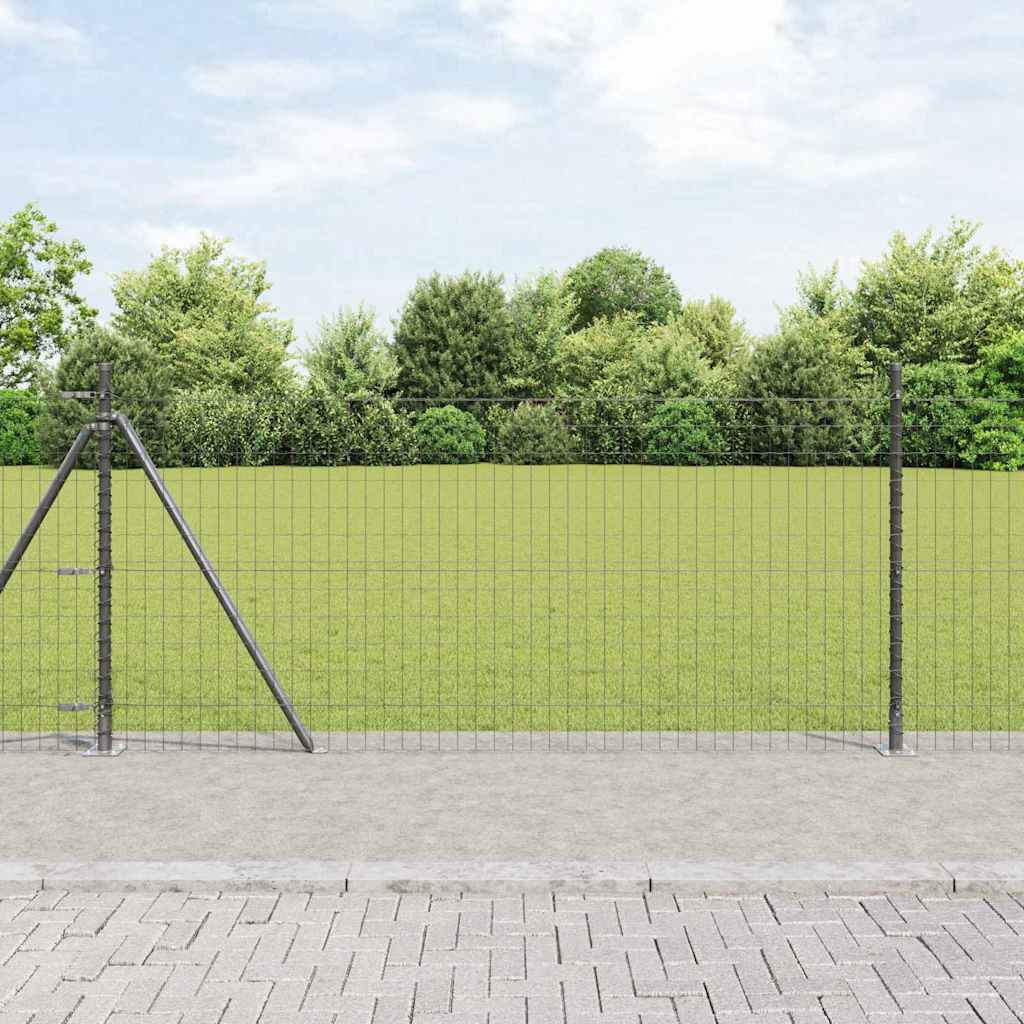 Ograda s postovima Siva 0,8 x 25 m Čelik i PVC