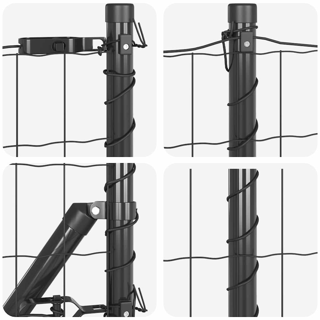 Ograda s postovima Siva 0,4 x 25 m Čelik i PVC
