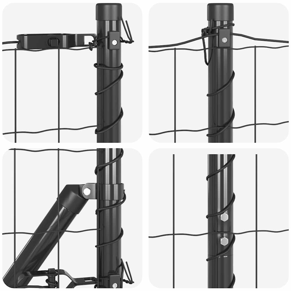 Ograda s postovima Siva 1,2 x 25 m Čelik i PVC
