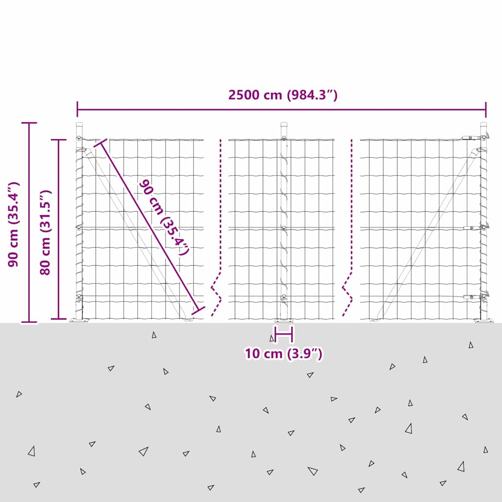 Ograda s postovima Siva 0,8 x 25 m Čelik i PVC