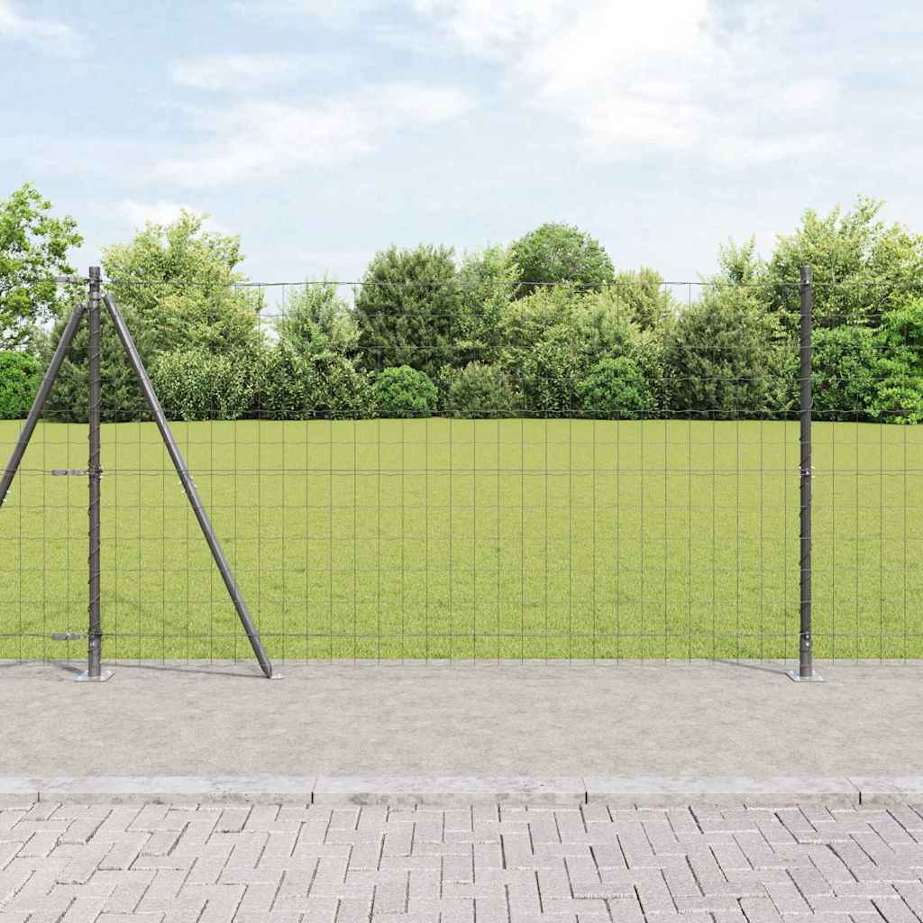 Ograda s postovima Siva 1,2 x 25 m Čelik i PVC
