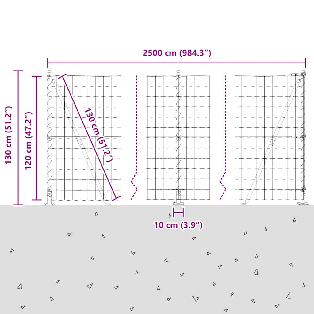 Ograda s postovima Siva 1,2 x 25 m Čelik i PVC