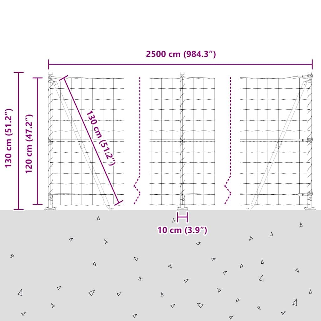 Ograda s postovima Siva 1,2 x 25 m Čelik